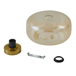 Lindby Plafon Hildur, Ø 28,5 cm, ámbar, cristal