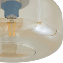 Lindby Plafon Hildur, Ø 28,5 cm, ámbar, cristal