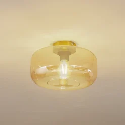 Lindby Plafon Hildur, Ø 28,5 cm, ámbar, cristal