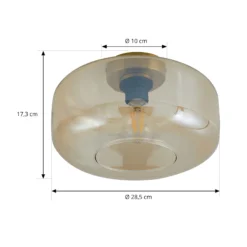 Lindby Plafon Hildur, Ø 28,5 cm, ámbar, cristal
