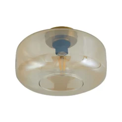 Lindby Plafon Hildur, Ø 28,5 cm, ámbar, cristal