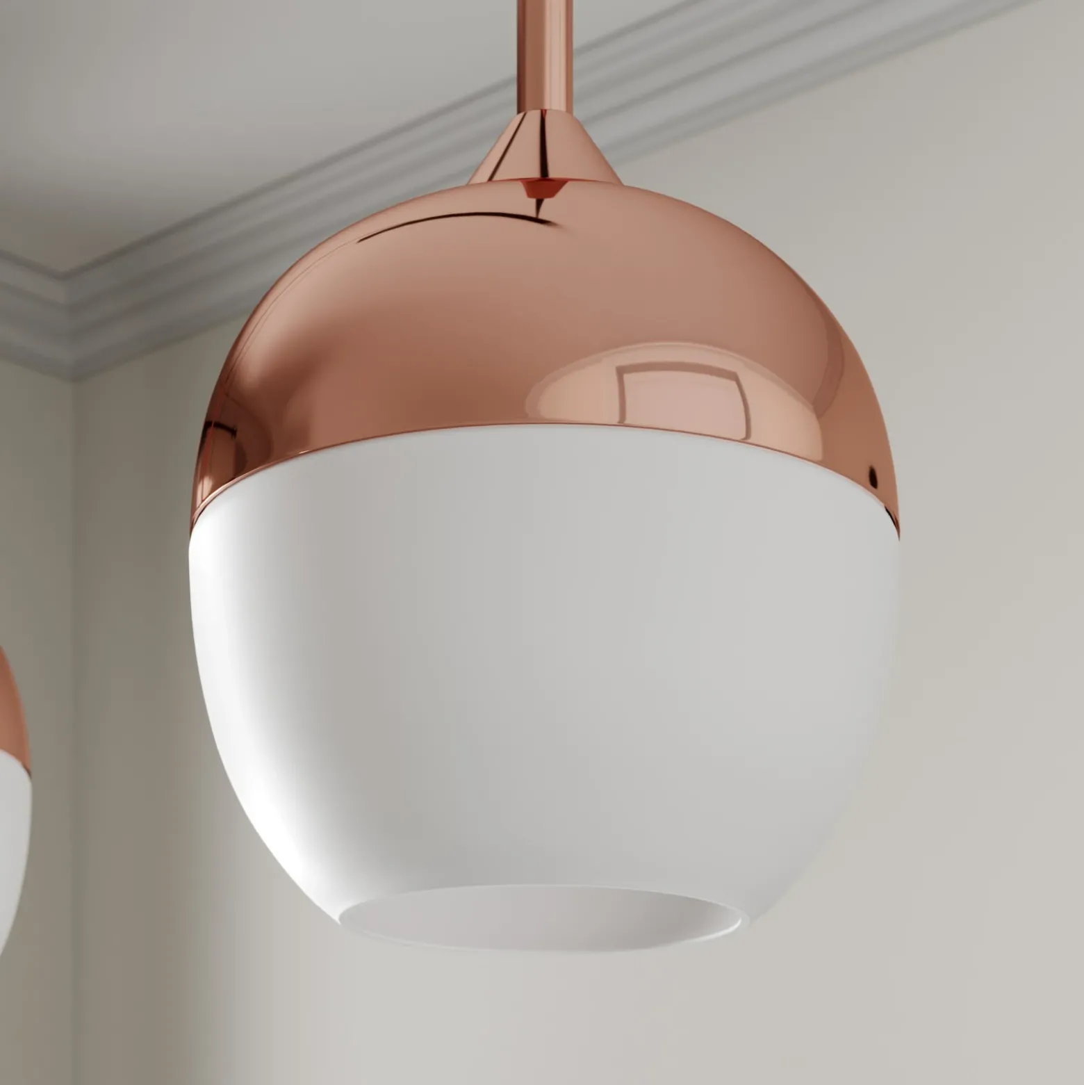 Lindby Rangina lámpara colgante, 100 cm, cobre, 3 luces, cristal