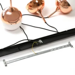 Lindby Rangina lámpara colgante, 100 cm, cobre, 3 luces, cristal