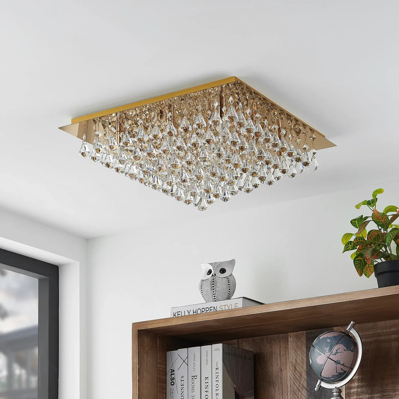 Lindby Rimedia lámpara de techo, oro, 55 cm