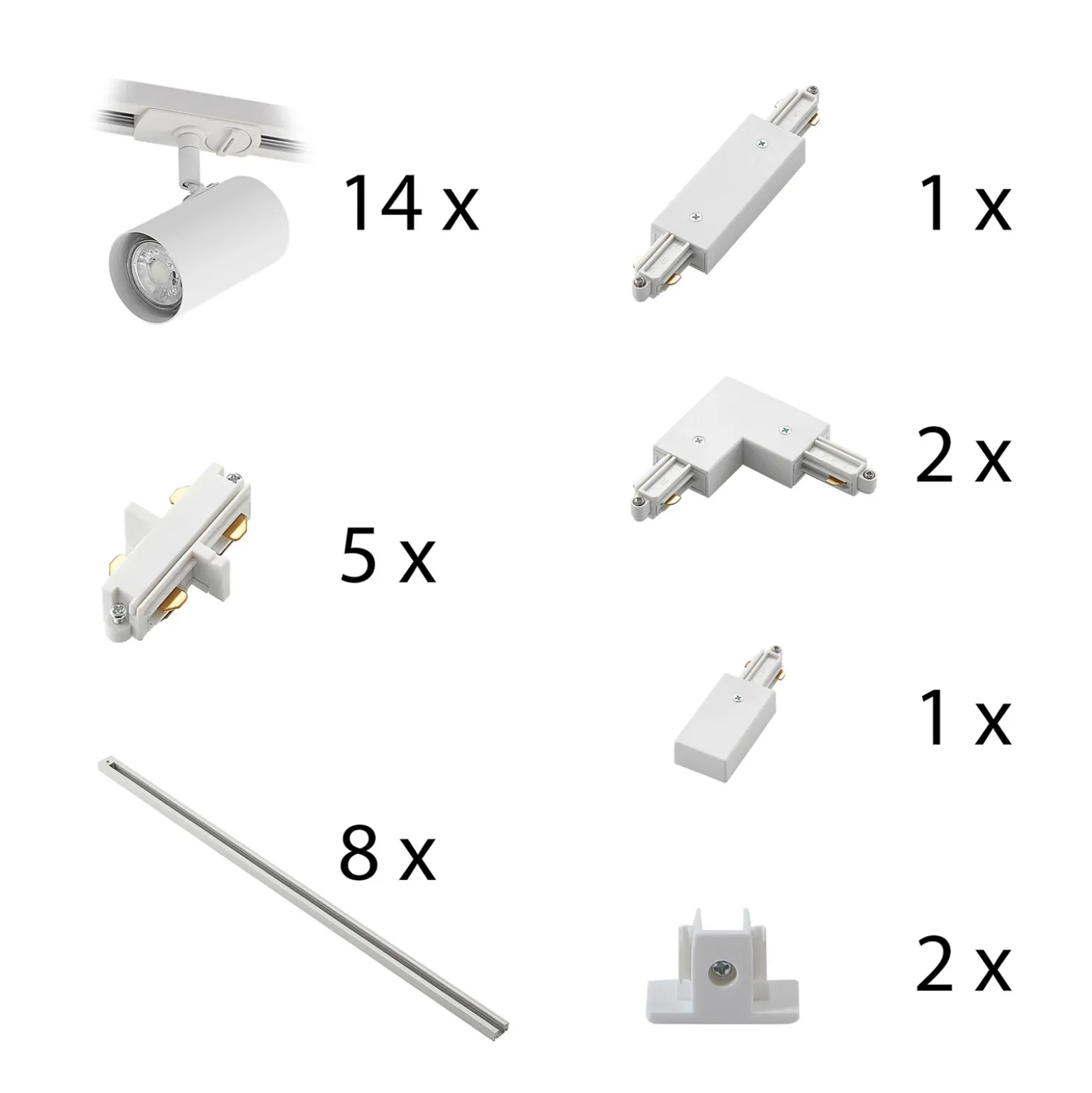 Lindby sistema de riel monofásico Linaro, GU10, 14 luces, blanco