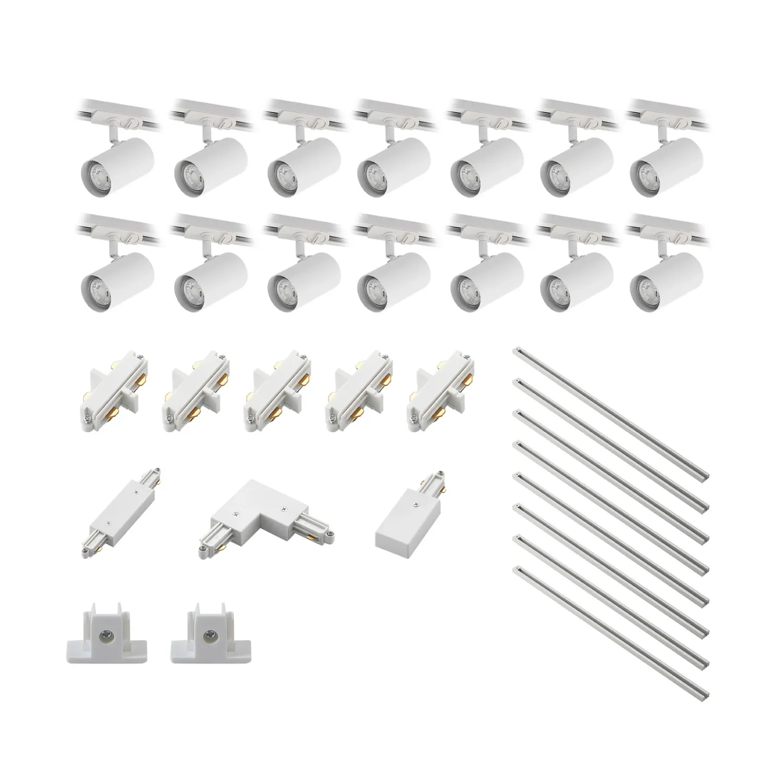 Lindby sistema de riel monofásico Linaro, GU10, 14 luces, blanco