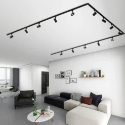 Lindby sistema de riel monofásico Linaro, GU10, 14 luces, negro