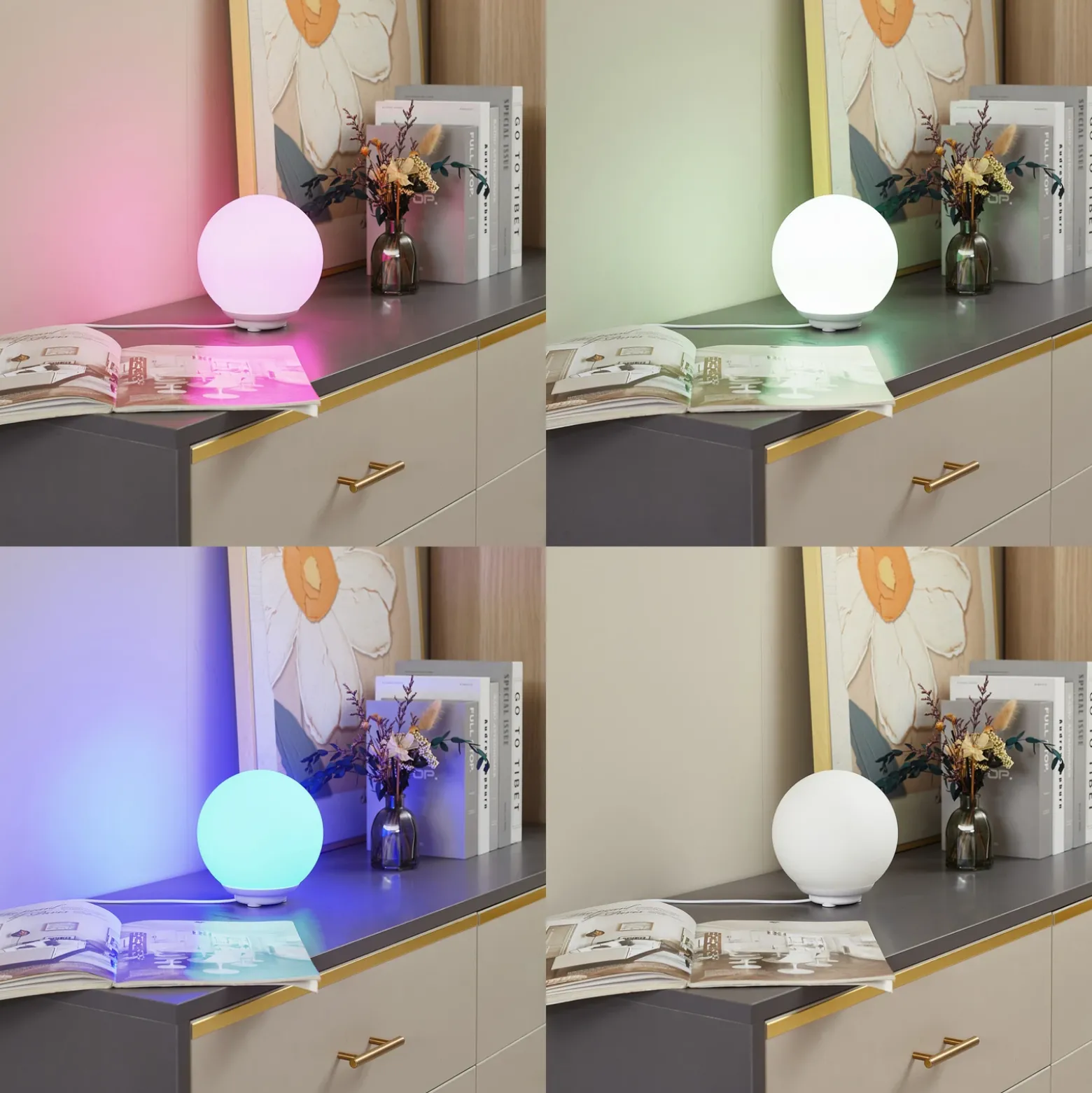 Lindby Smart lámpara de mesa LED Cosmia, blanco, cristal, Tuya