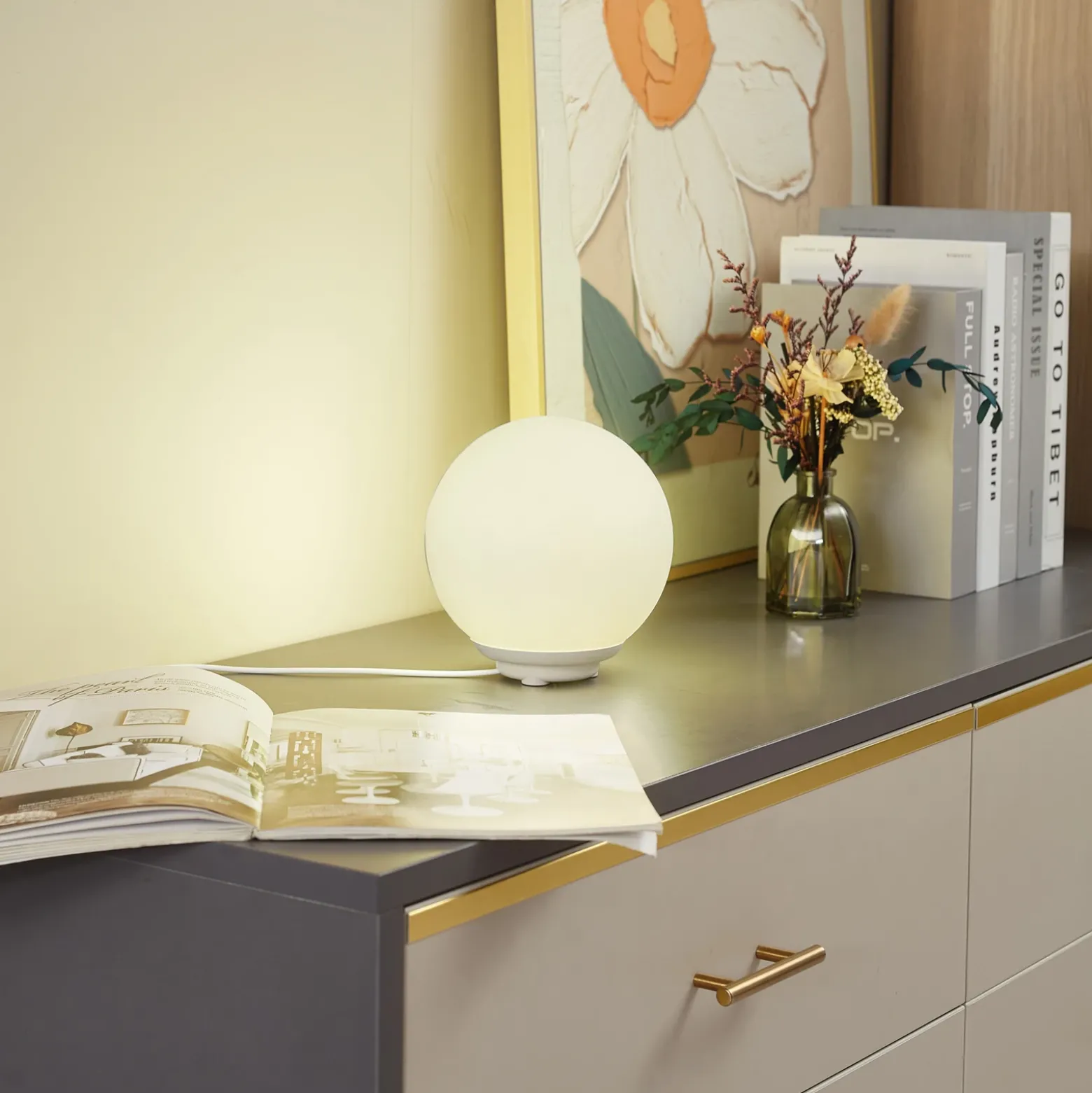 Lindby Smart lámpara de mesa LED Cosmia, blanco, cristal, Tuya