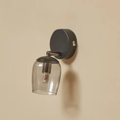 Lindby Spot Katjana, 1 luz, 16,9 cm de altura, cristal ahumado