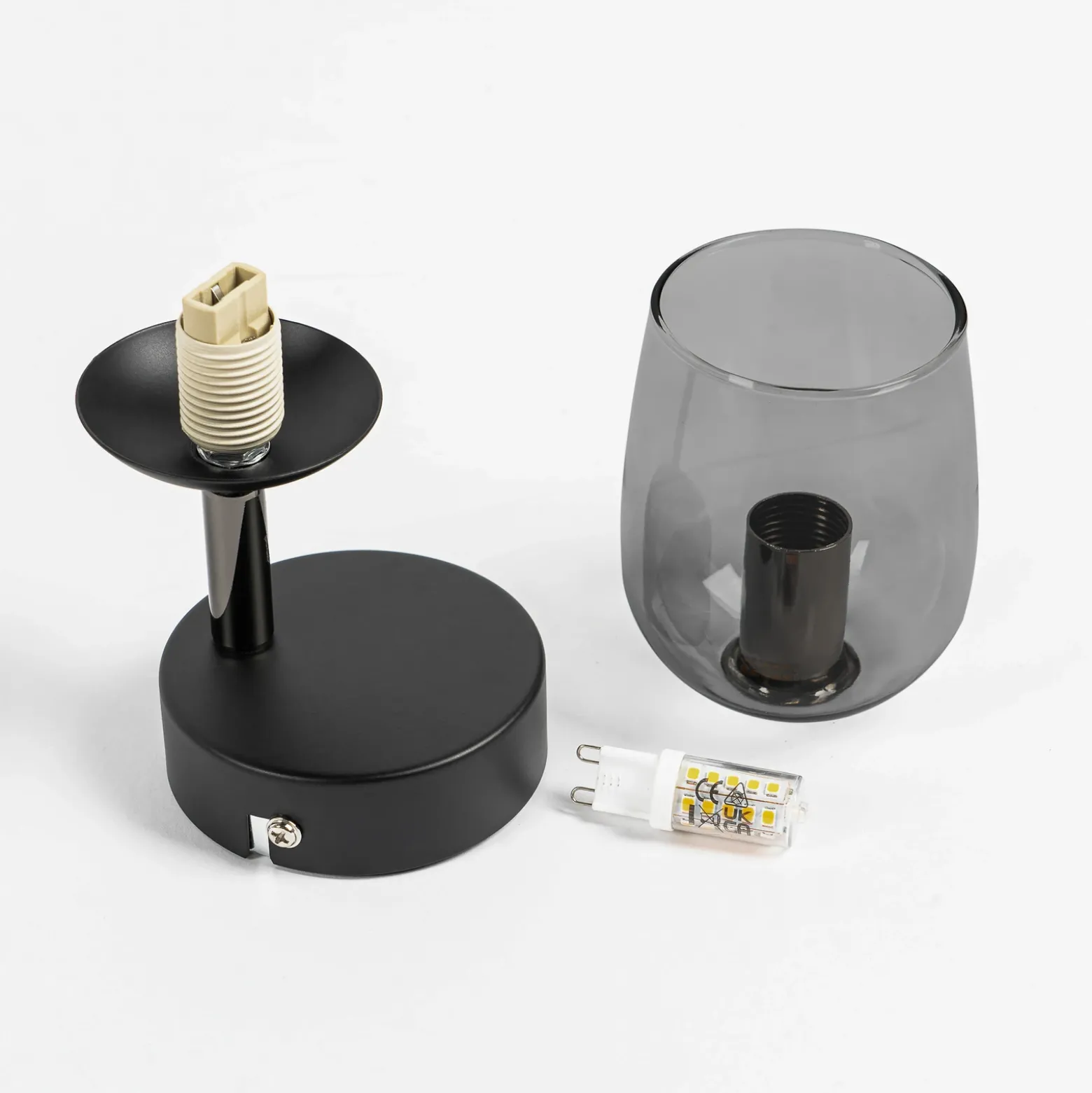 Lindby Spot Katjana, 1 luz, 16,9 cm de altura, cristal ahumado