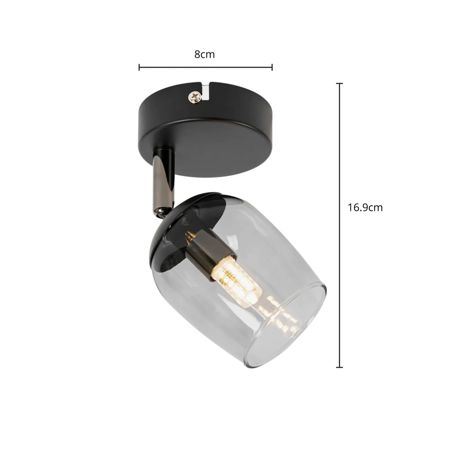 Lindby Spot Katjana, 1 luz, 16,9 cm de altura, cristal ahumado