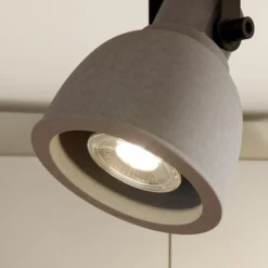 Lindby Spot Mitis, 50 cm, 3 luces, gris, madera, hormigón, GU10