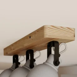 Lindby Spot Mitis, 50 cm, 3 luces, gris, madera, hormigón, GU10