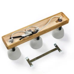 Lindby Spot Mitis, 50 cm, 3 luces, gris, madera, hormigón, GU10