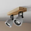 Lindby Spot Mitis, 30 cm, 2 luces, gris, madera, hormigón, GU10