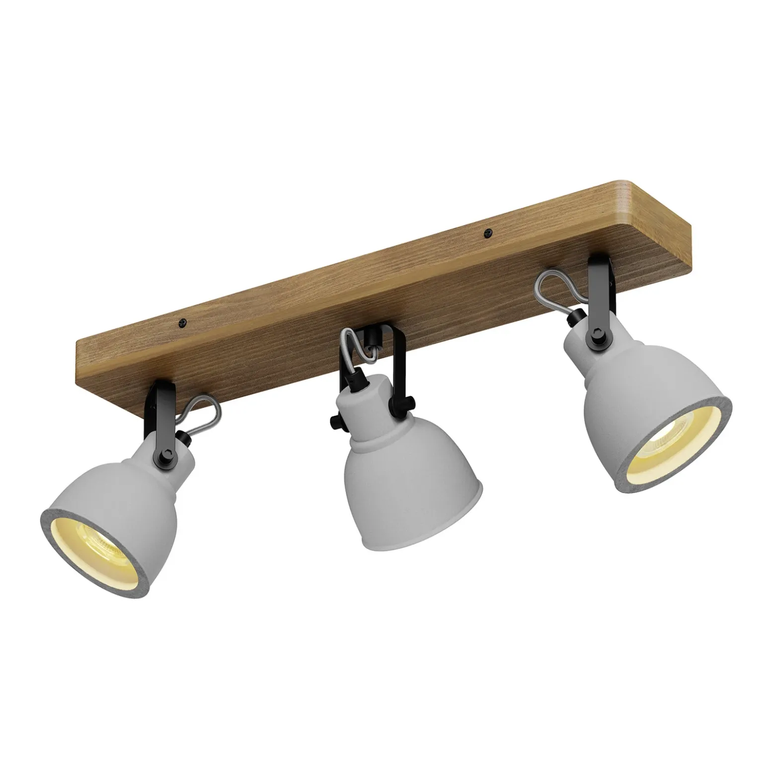 Lindby Spot Mitis, 50 cm, 3 luces, gris, madera, hormigón, GU10