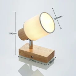 Lindby Spot Wanessa, madera, blanco, E14, 14 cm, ajustable