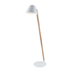 Lindby Tetja lámpara de pie, barra madera, blanco