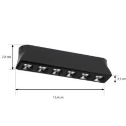 Lindby tira LED 48 V Lumaro,negro,6 puntos,2,5cm,atenuable