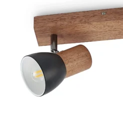 Lindby Tonja foco de techo con madera, 2 luces