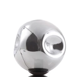 Lindby Valentina lámpara de mesa, E27, gris humo, cristal, Ø 25 cm