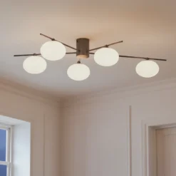 Lindby Valisa plafón, negro, 5 luces