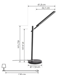 Lindby Valtorin Lámpara de mesa LED, negra