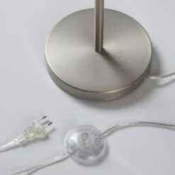 Lindby Vinsta lámpara de pie, altura 153 cm, blanco, cristal, metal