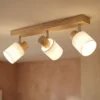 Lindby Wanessa downlight de techo, 47cm, 3 luces, blanco, madera, E14