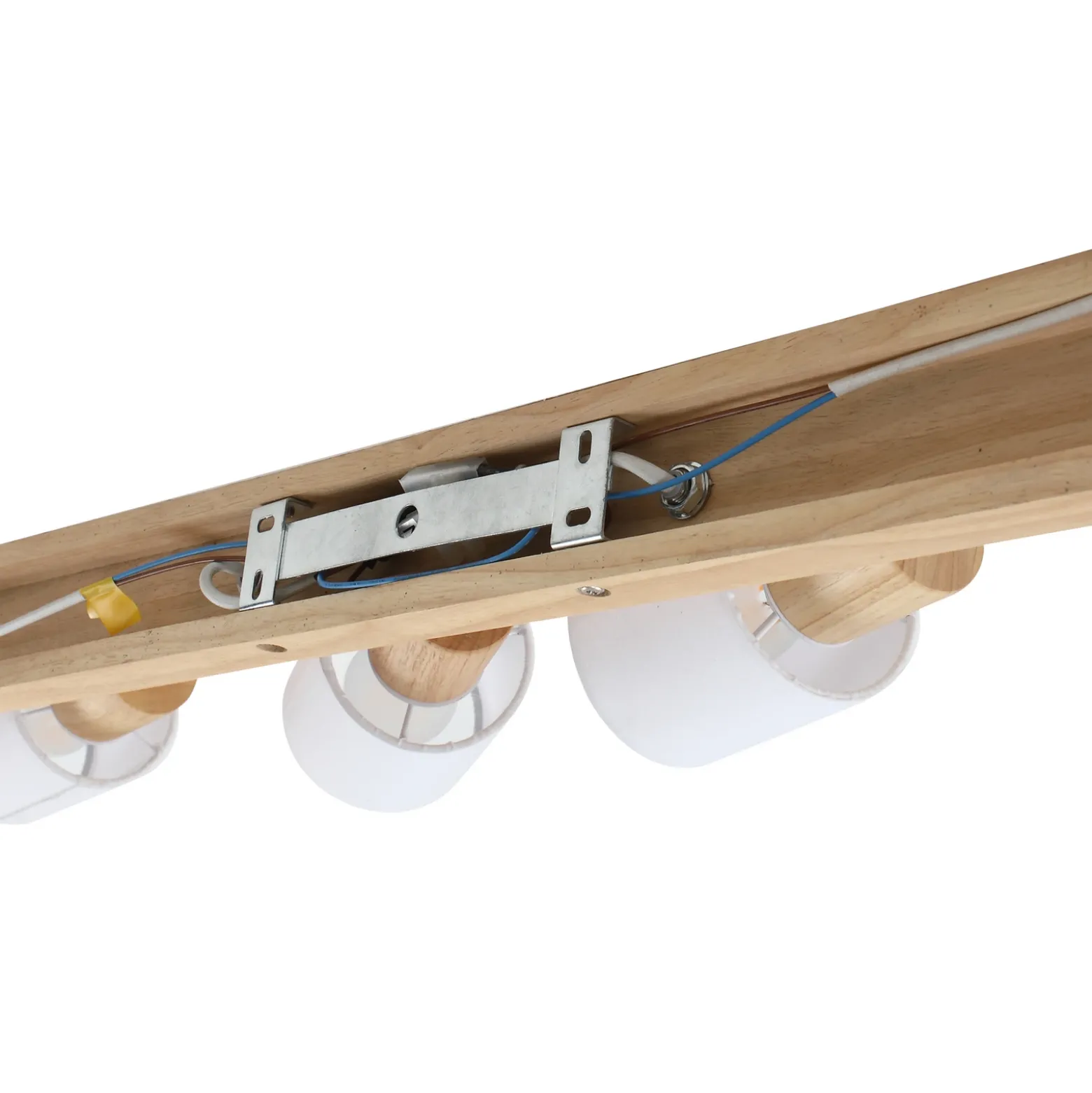 Lindby Wanessa downlight de techo, 67cm, 4 luces, madera, blanco, E14