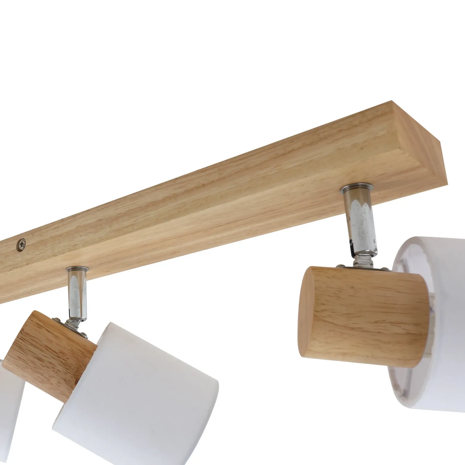 Lindby Wanessa downlight de techo, 67cm, 4 luces, madera, blanco, E14