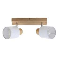Lindby Wanessa downlight de techo, 39cm, 2 luces, madera, blanco, E14