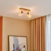 Lindby Wanessa downlight de techo, 39cm, 2 luces, madera, blanco, E14