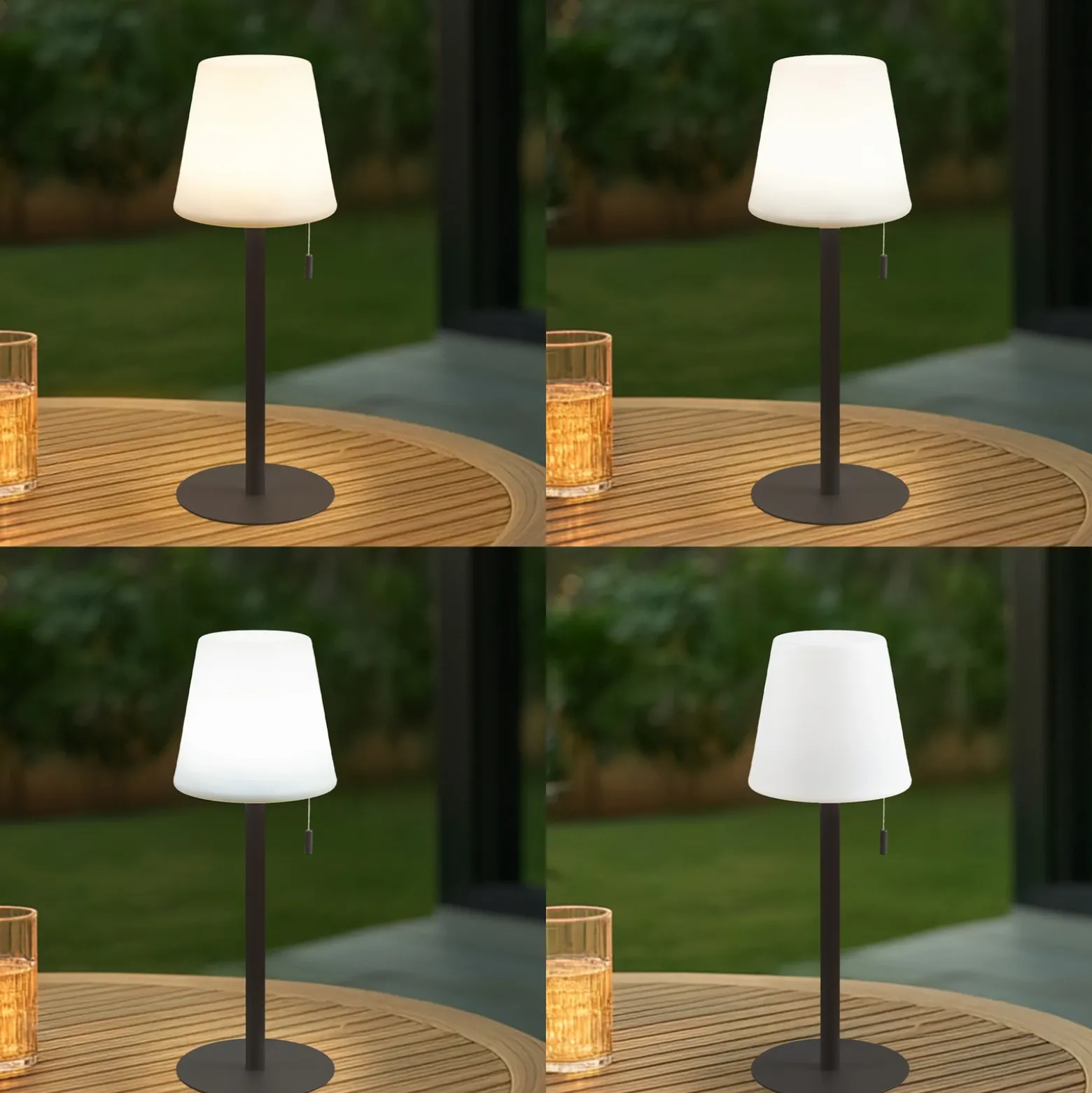 Linterna LED recargable Azalea de Lindby, blanca/marrón, 45 cm, CCT, IP44