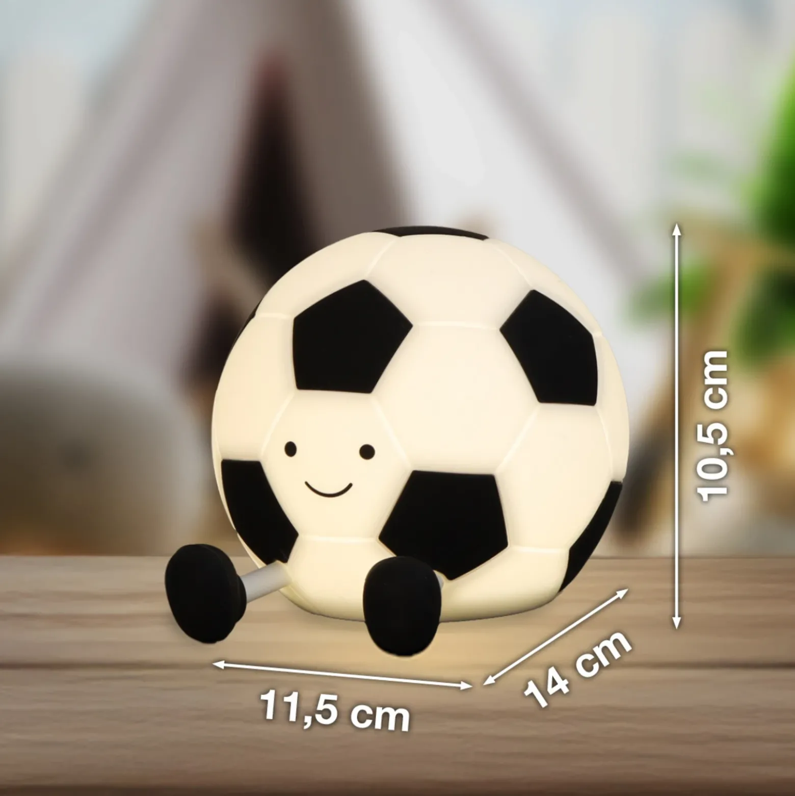 Linterna LED recargable «Fútbol Kalle», blanca y negra, 14 cm de largo