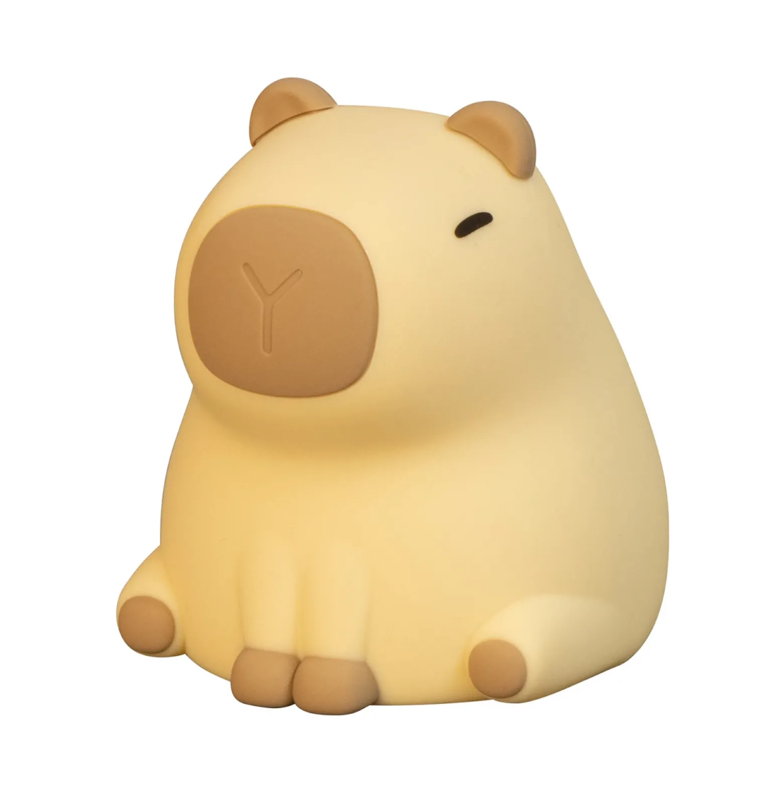 Linterna LED recargable Piggy, marrón, altura 12 cm, silicona