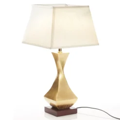 Llamativa lámpara de sobremesa Deco, base dorada