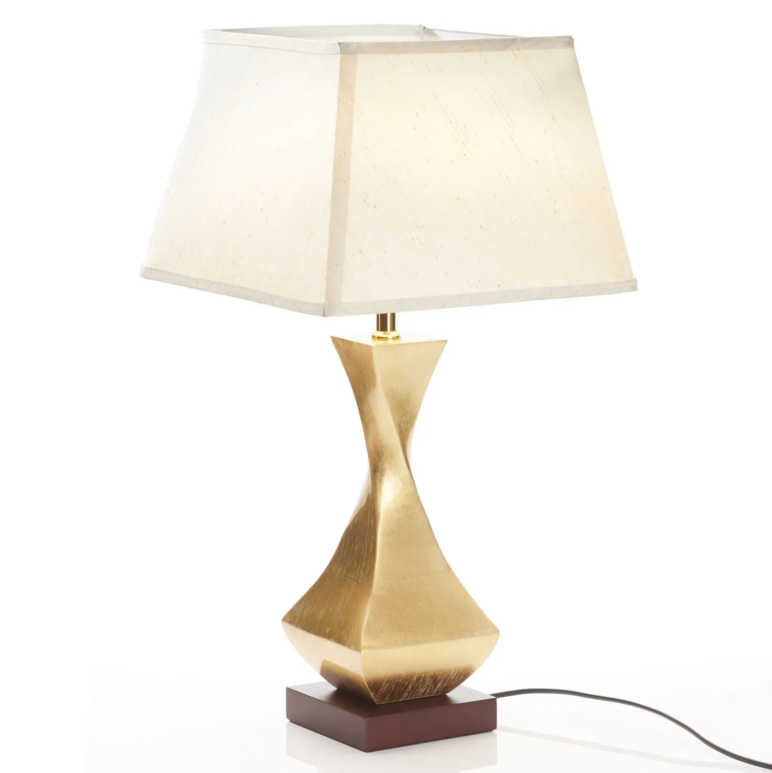 Llamativa lámpara de sobremesa Deco, base dorada