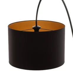 Lámpara arqueada Alice con pantalla negra y dorada