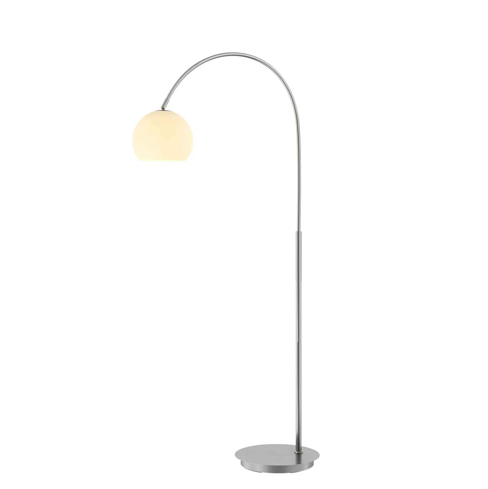 Lámpara arqueada Cynthia de Lindby, color níquel, cristal, 140 cm, E27