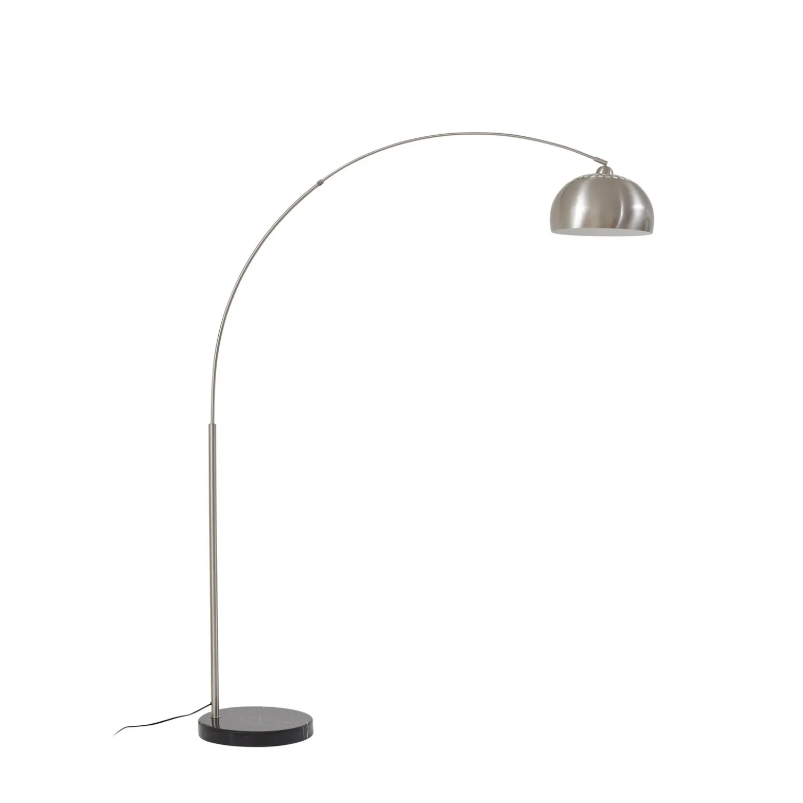 Lámpara arqueada Hernando de Lindby, níquel, acero, altura 188 cm