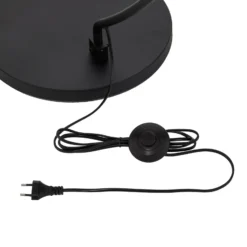 Lámpara arqueada Jonera de Lindby, negra, metal, E27, altura 185 cm