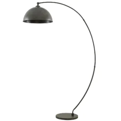 Lámpara arqueada Jonera de Lindby, gris, metal, E27, 185 cm de altura