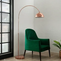 Lámpara arqueada Lennart de Lindby, de cobre, regulable en altura, E27