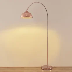 Lámpara arqueada Lennart de Lindby, de cobre, regulable en altura, E27