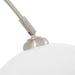 Lámpara arqueada Lindby Alverton, blanco/níquel, cristal, 197 cm
