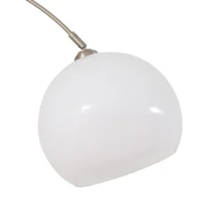 Lámpara arqueada Lindby Alverton, blanco/níquel, cristal, 197 cm