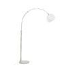 Lámpara arqueada Lindby Alverton, blanco/níquel, cristal, 197 cm