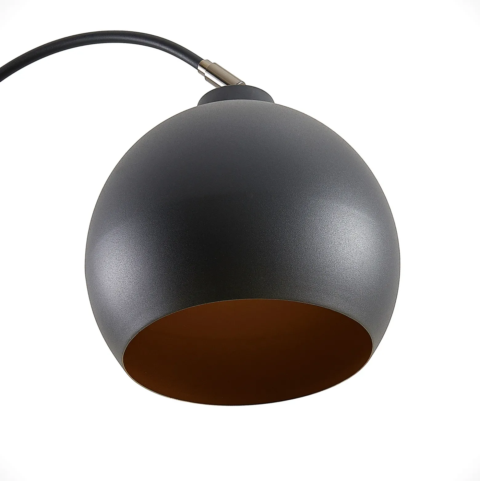 Lámpara arqueada Lindby Minali, negra, metal, 148 cm de altura, E27